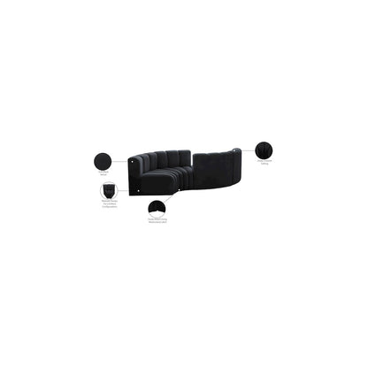 Arc Black Velvet Modular Sofa