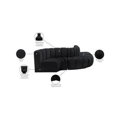 Arc Black Velvet Modular Sofa