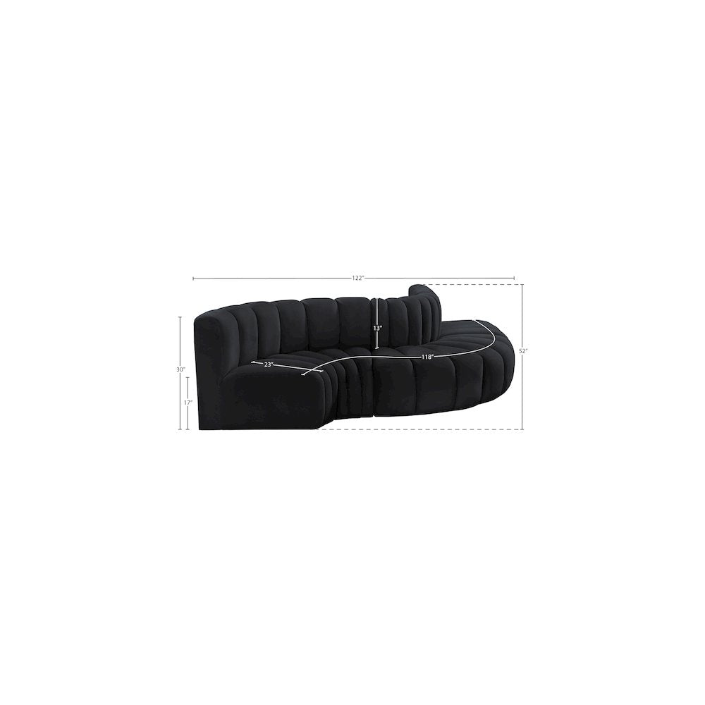 Arc Black Velvet Modular Sofa