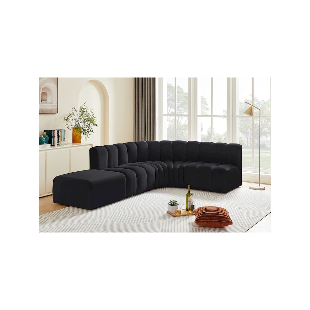 Arc Black Velvet Modular Sofa