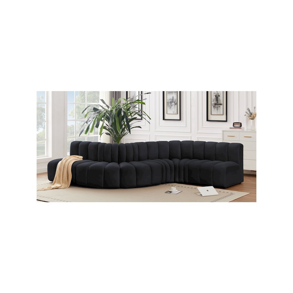 Arc Black Velvet Modular Sofa