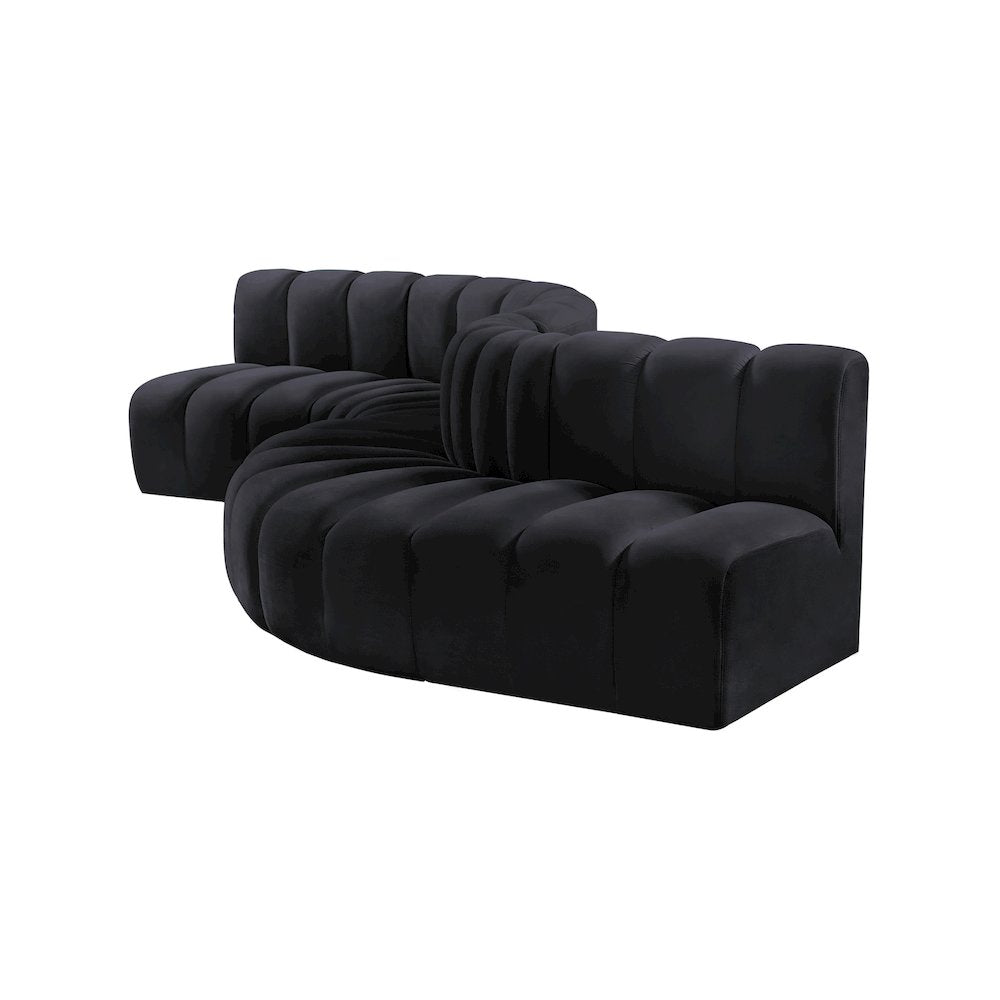 Arc Black Velvet Modular Sofa