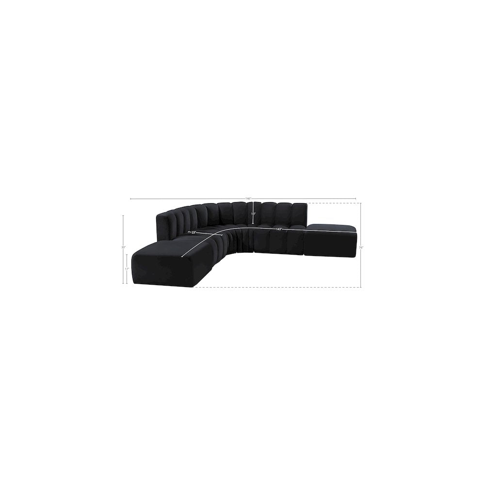 Arc Black Velvet Modular Sofa