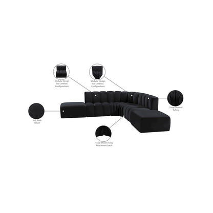 Arc Black Velvet Modular Sofa