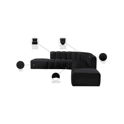 Arc Black Velvet Modular Sofa