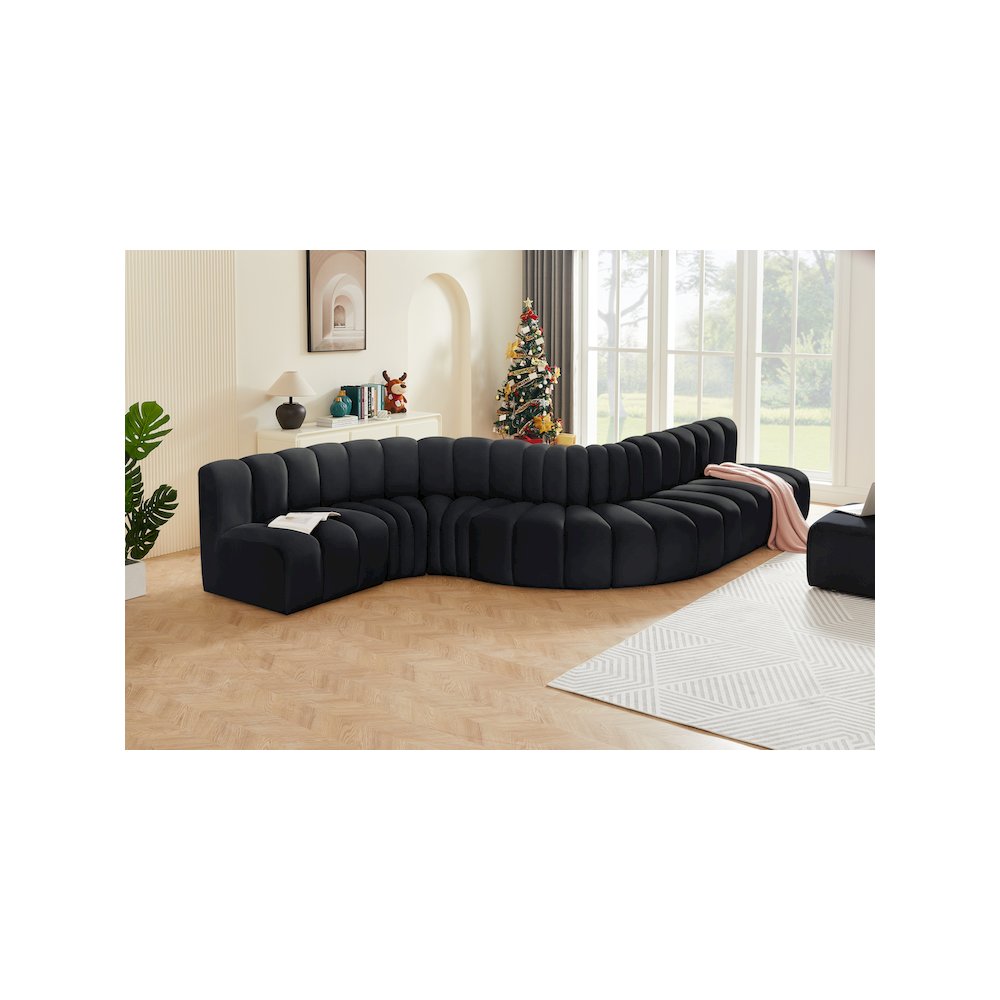 Arc Black Velvet Modular Sofa