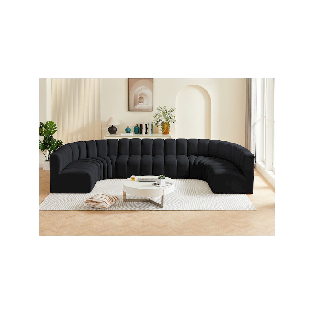 Arc Black Velvet Modular Sofa