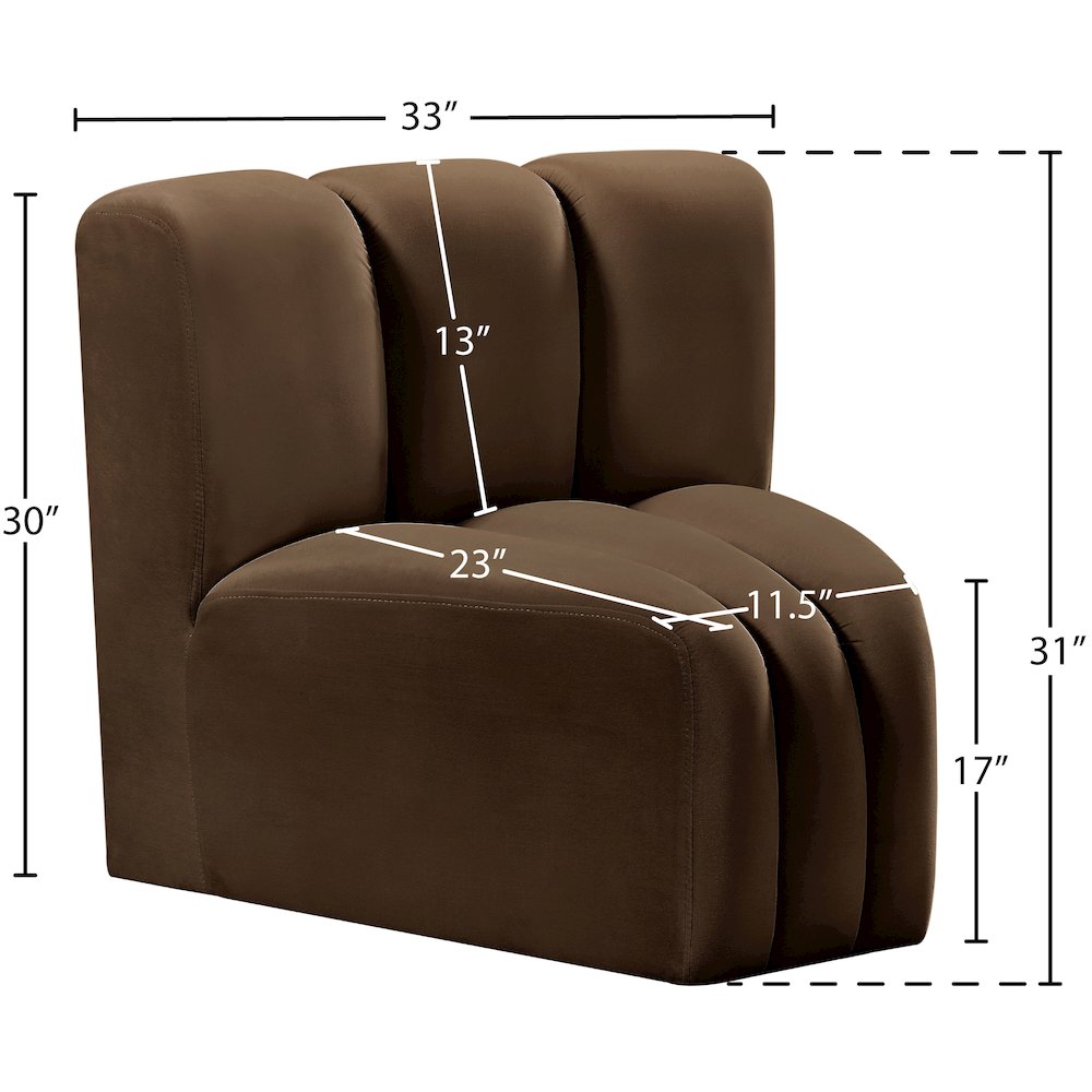 Arc Brown Velvet Curved Corner