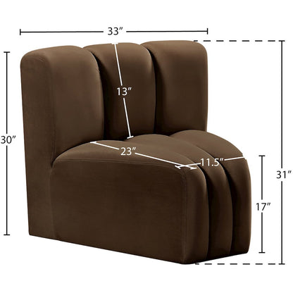 Arc Brown Velvet Curved Corner