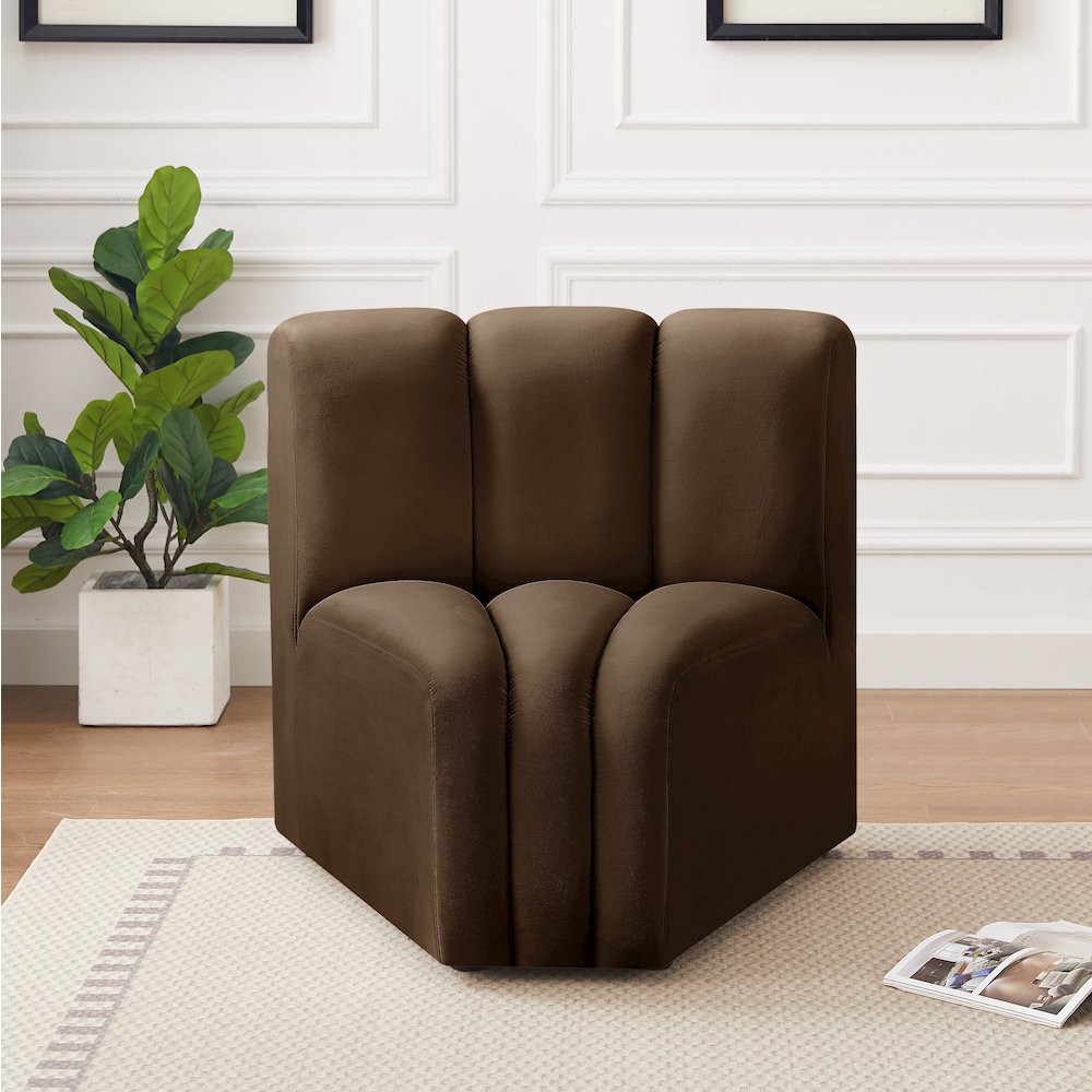 Arc Brown Velvet Curved Corner