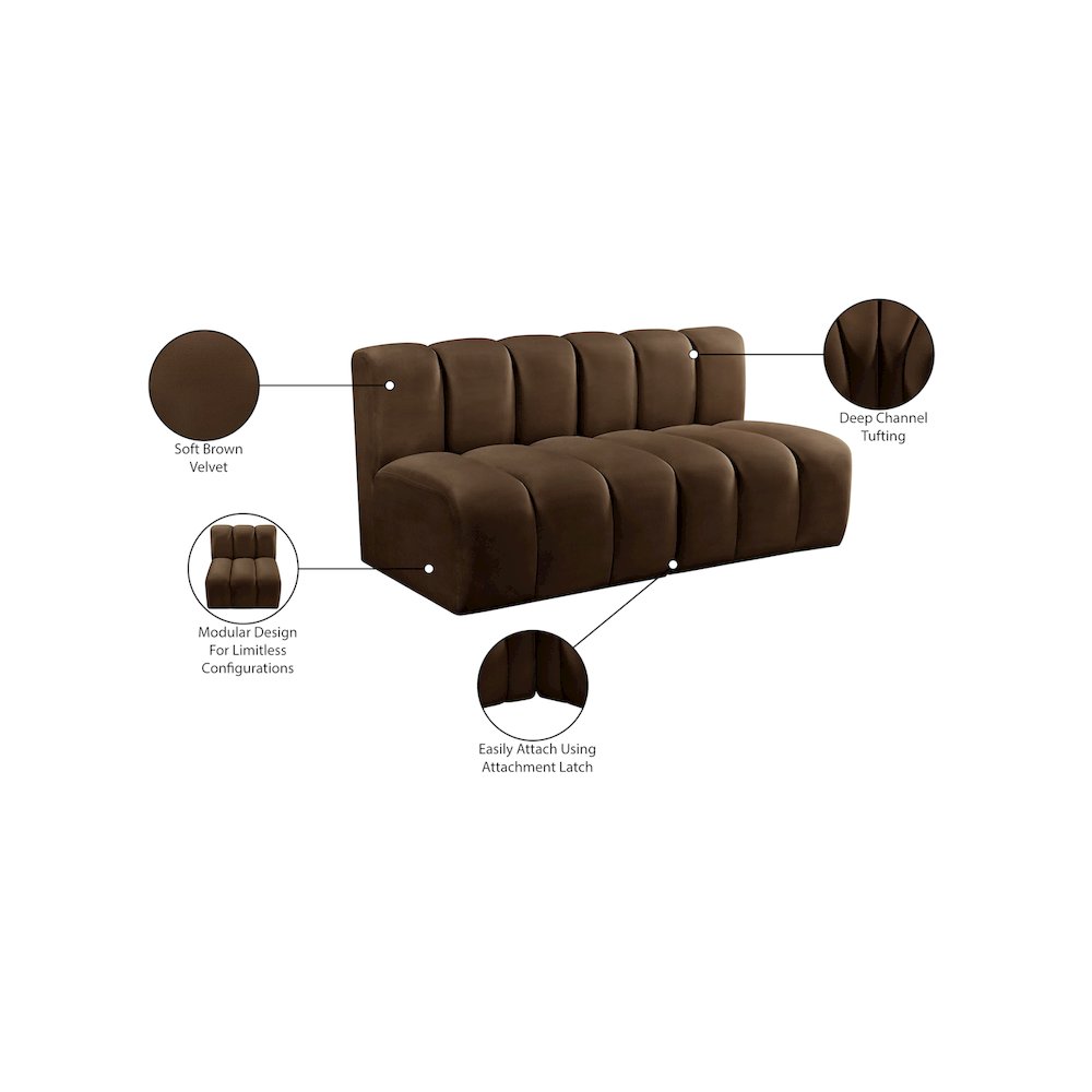Arc Brown Velvet Modular Sofa