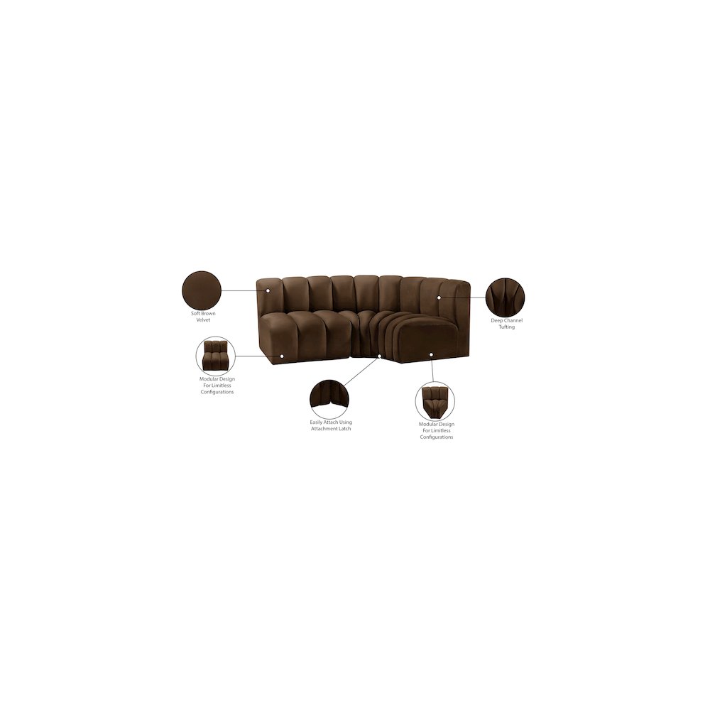 Arc Brown Velvet Modular Sofa