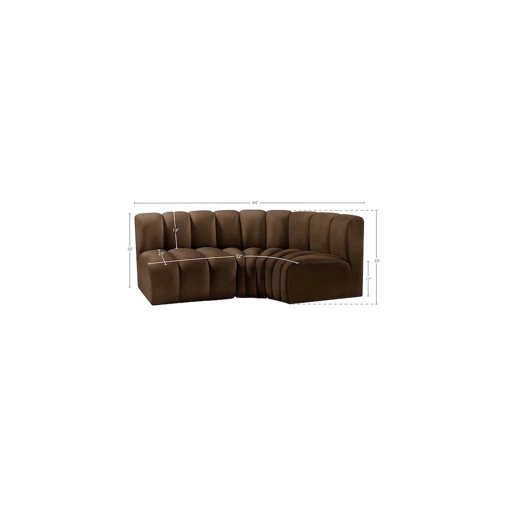 Arc Brown Velvet Modular Sofa