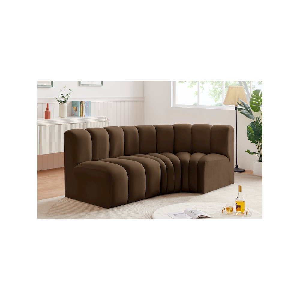 Arc Brown Velvet Modular Sofa