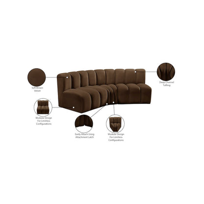Arc Brown Velvet Modular Sofa