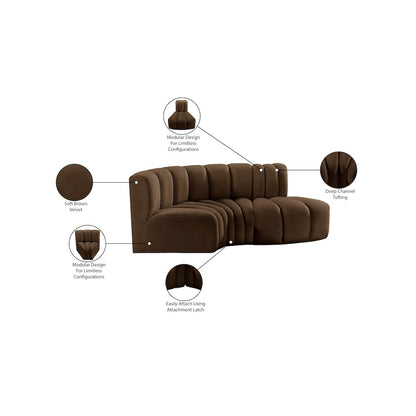 Arc Brown Velvet Modular Sofa