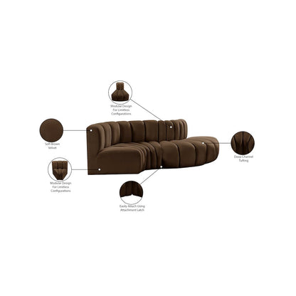 Arc Brown Velvet Modular Sofa