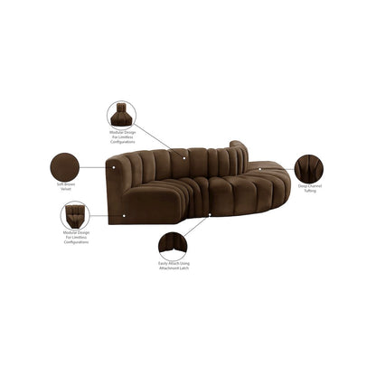 Arc Brown Velvet Modular Sofa