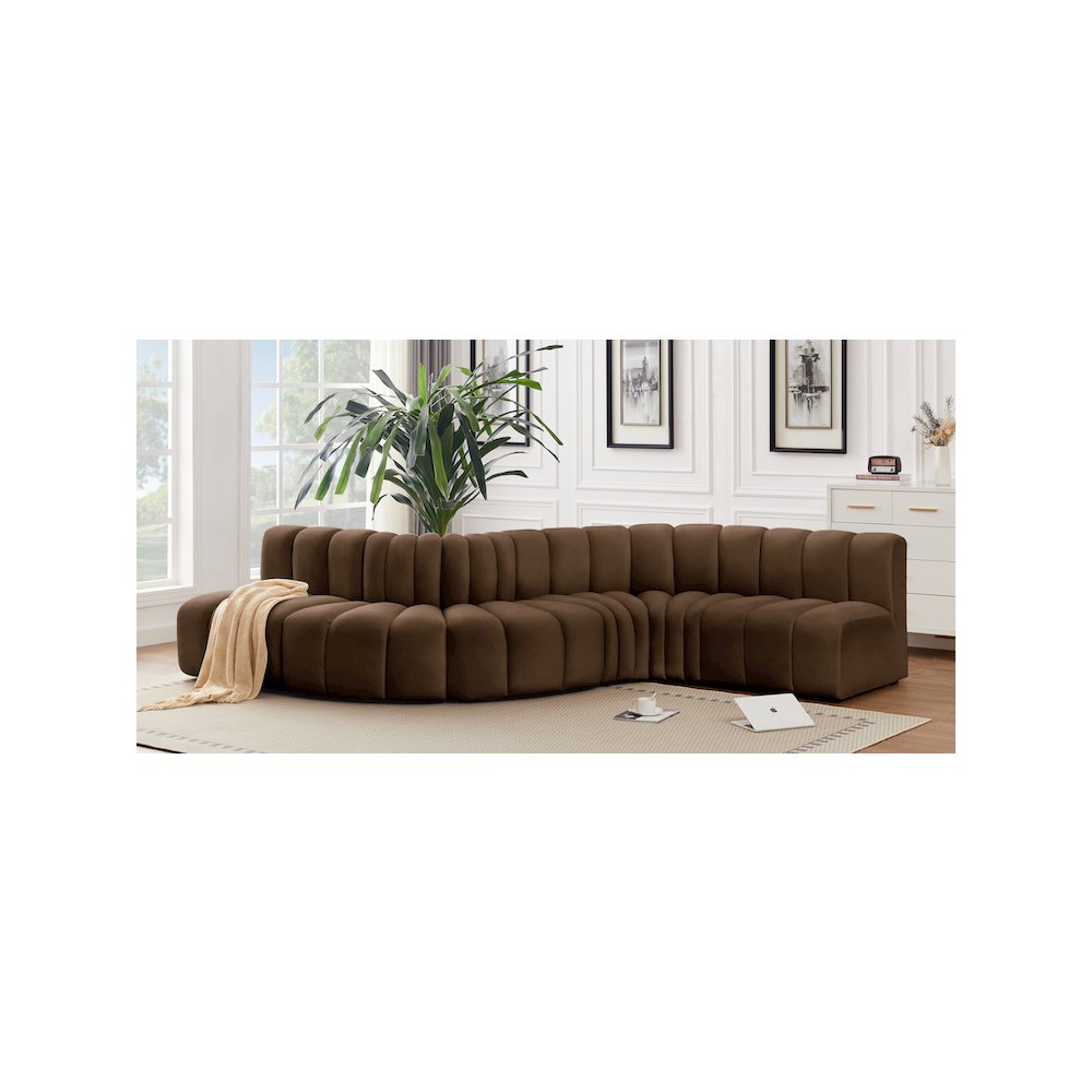 Arc Brown Velvet Modular Sofa