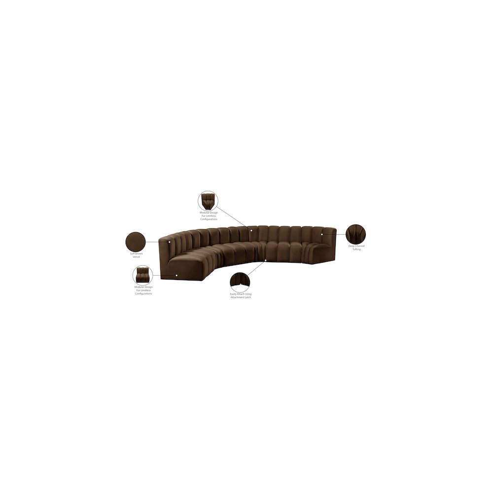 Arc Brown Velvet Modular Sofa