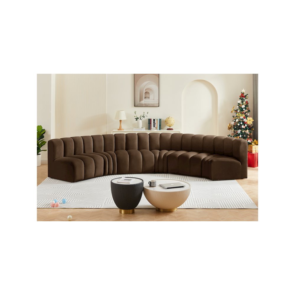 Arc Brown Velvet Modular Sofa