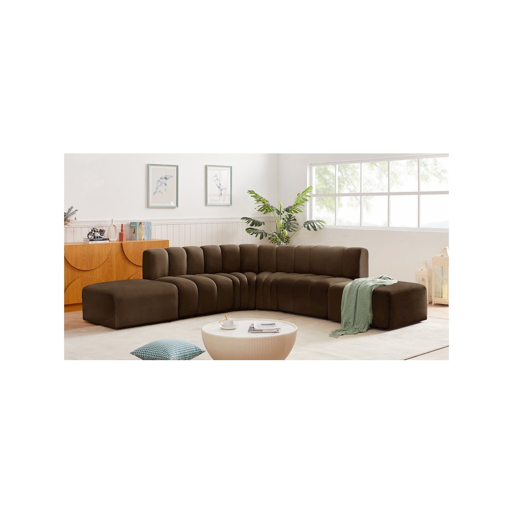 Arc Brown Velvet Modular Sofa