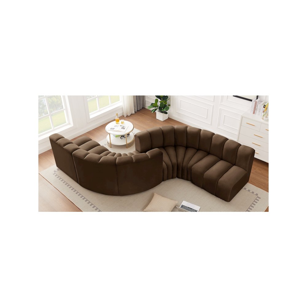 Arc Brown Velvet Modular Sofa
