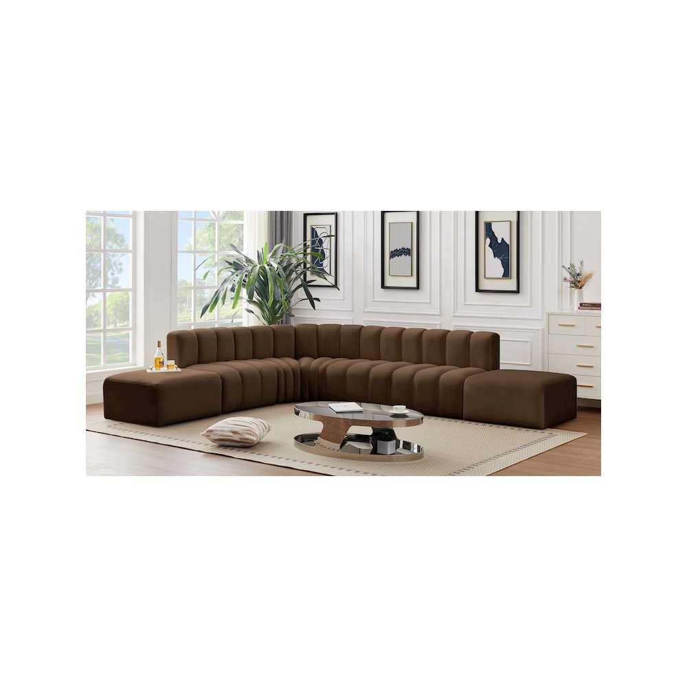 Arc Brown Velvet Modular Sofa