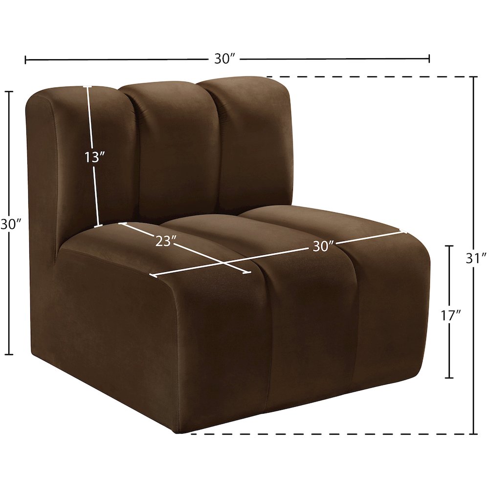 Arc Brown Velvet Straight Chair