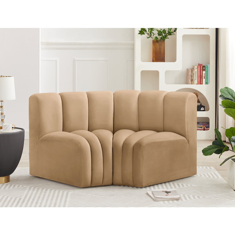 Arc Camel Velvet Modular Sofa