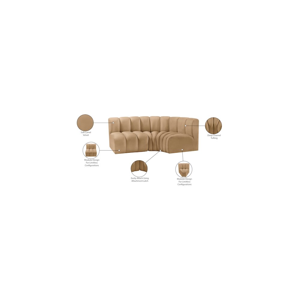 Arc Camel Velvet Modular Sofa