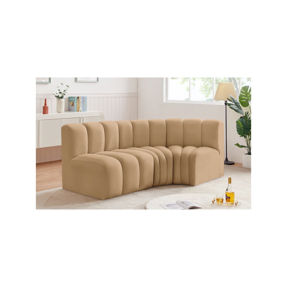 Arc Camel Velvet Modular Sofa