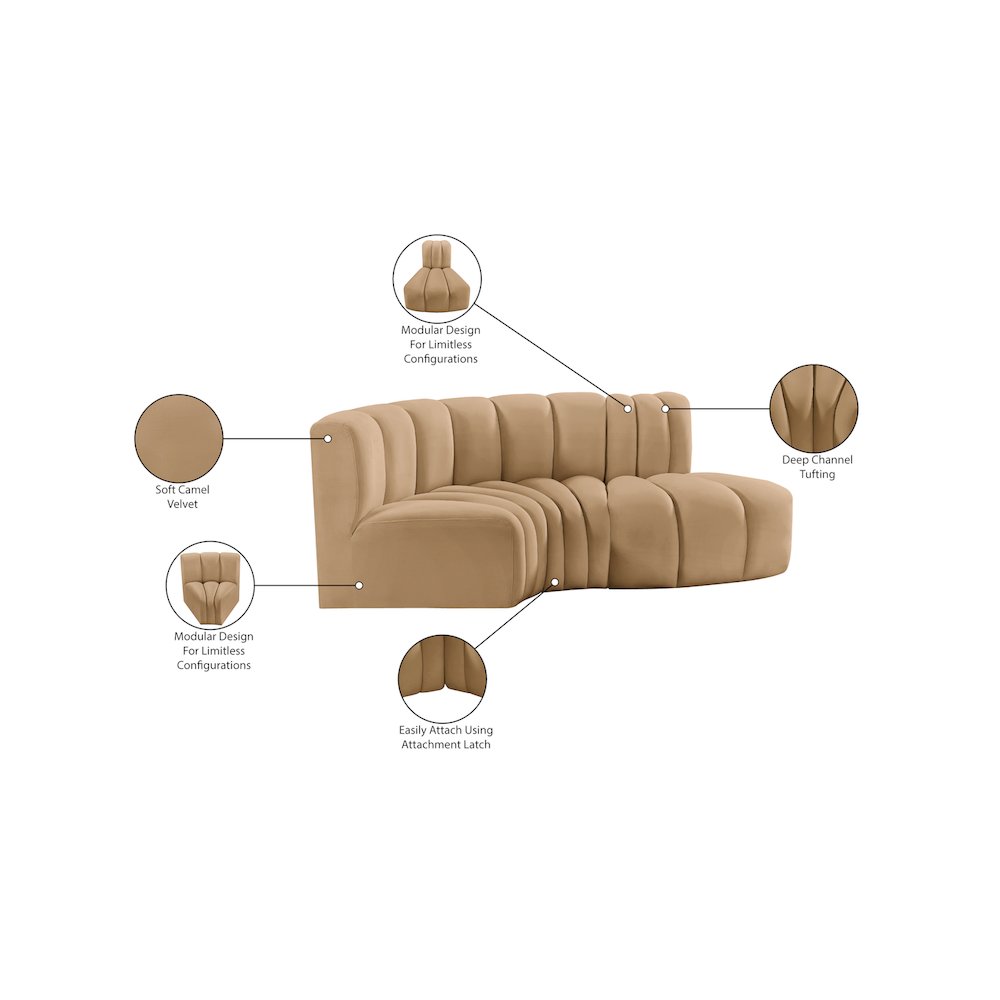 Arc Camel Velvet Modular Sofa