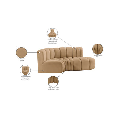 Arc Camel Velvet Modular Sofa