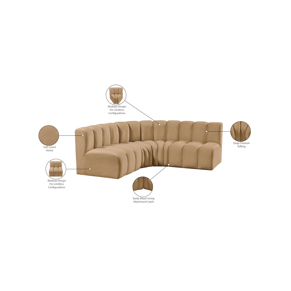 Arc Camel Velvet Modular Sofa