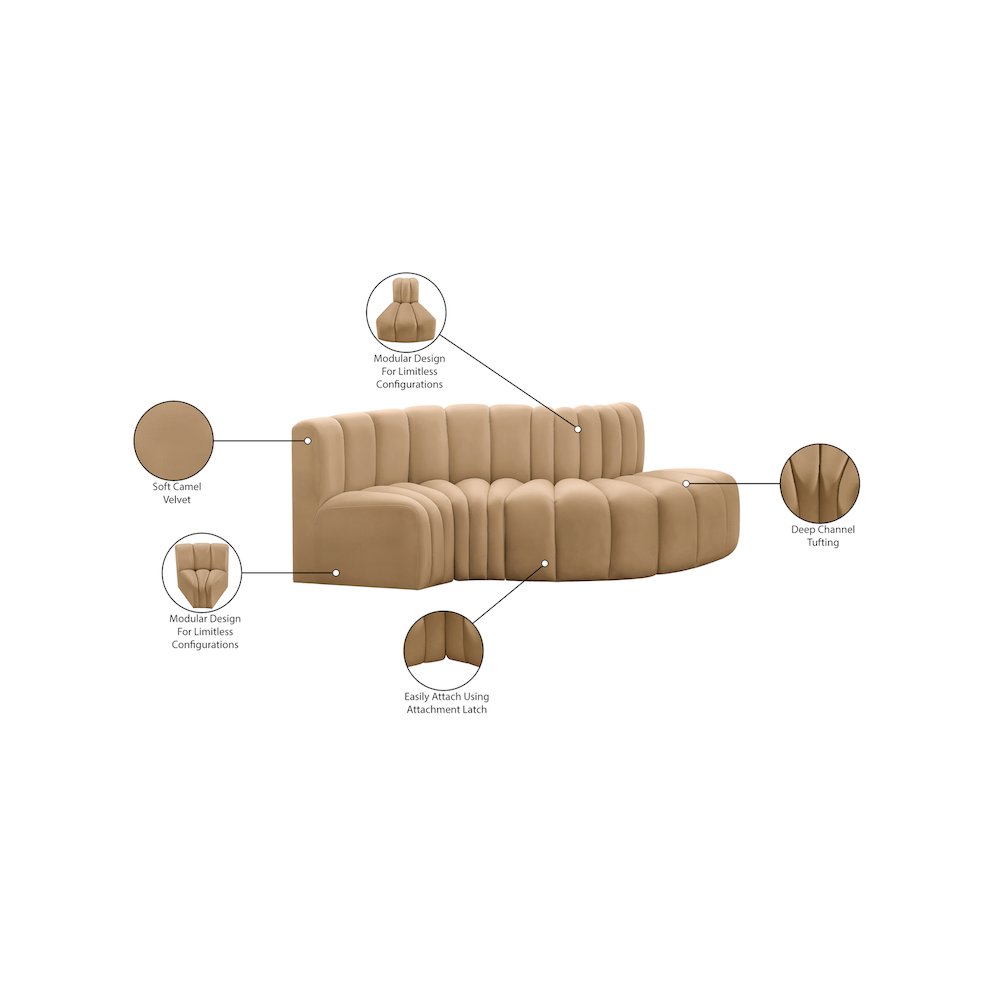 Arc Camel Velvet Modular Sofa