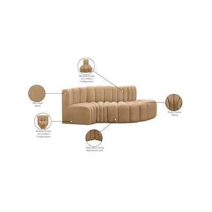 Arc Camel Velvet Modular Sofa