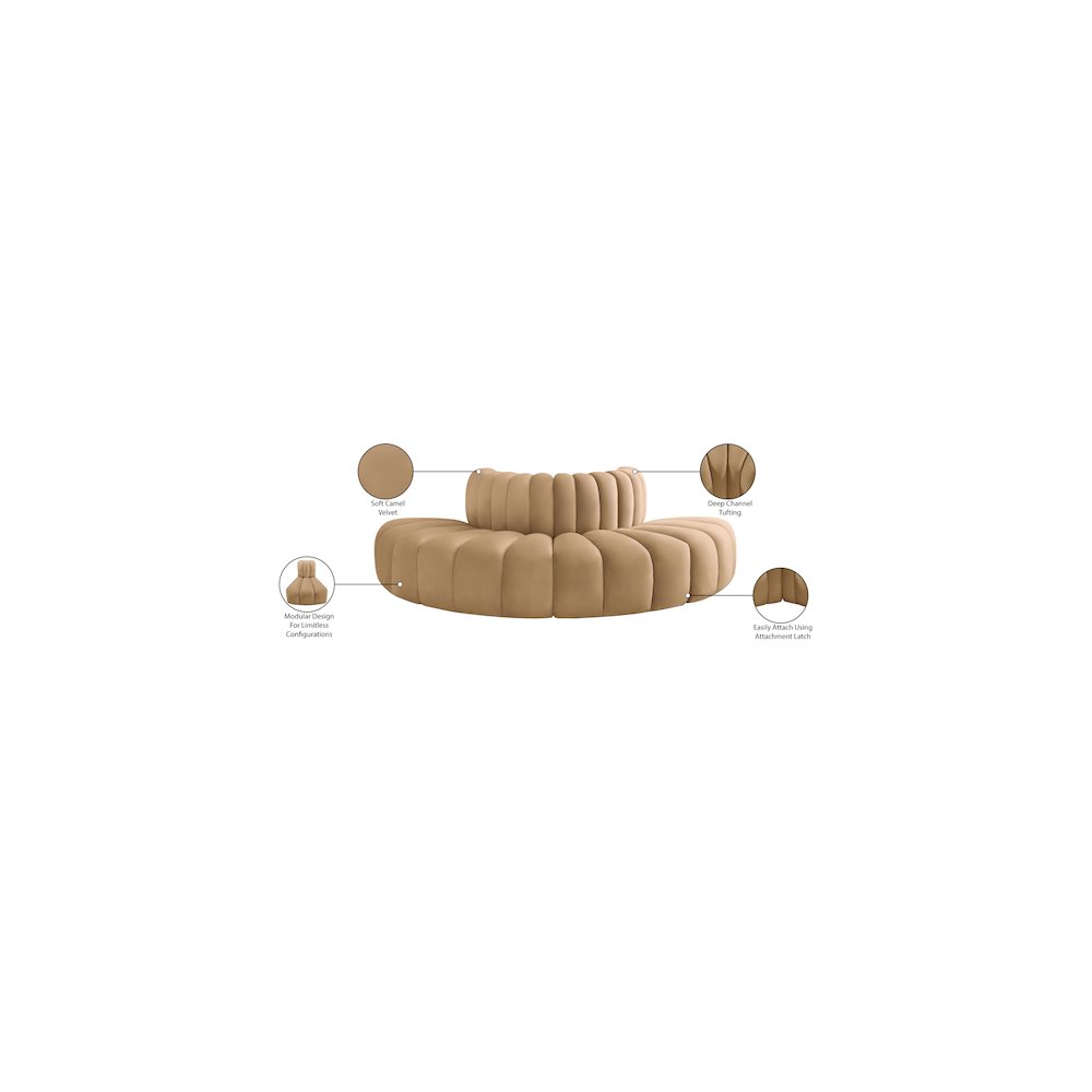 Arc Camel Velvet Modular Sofa