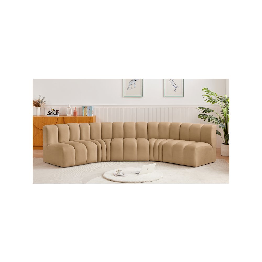 Arc Camel Velvet Modular Sofa