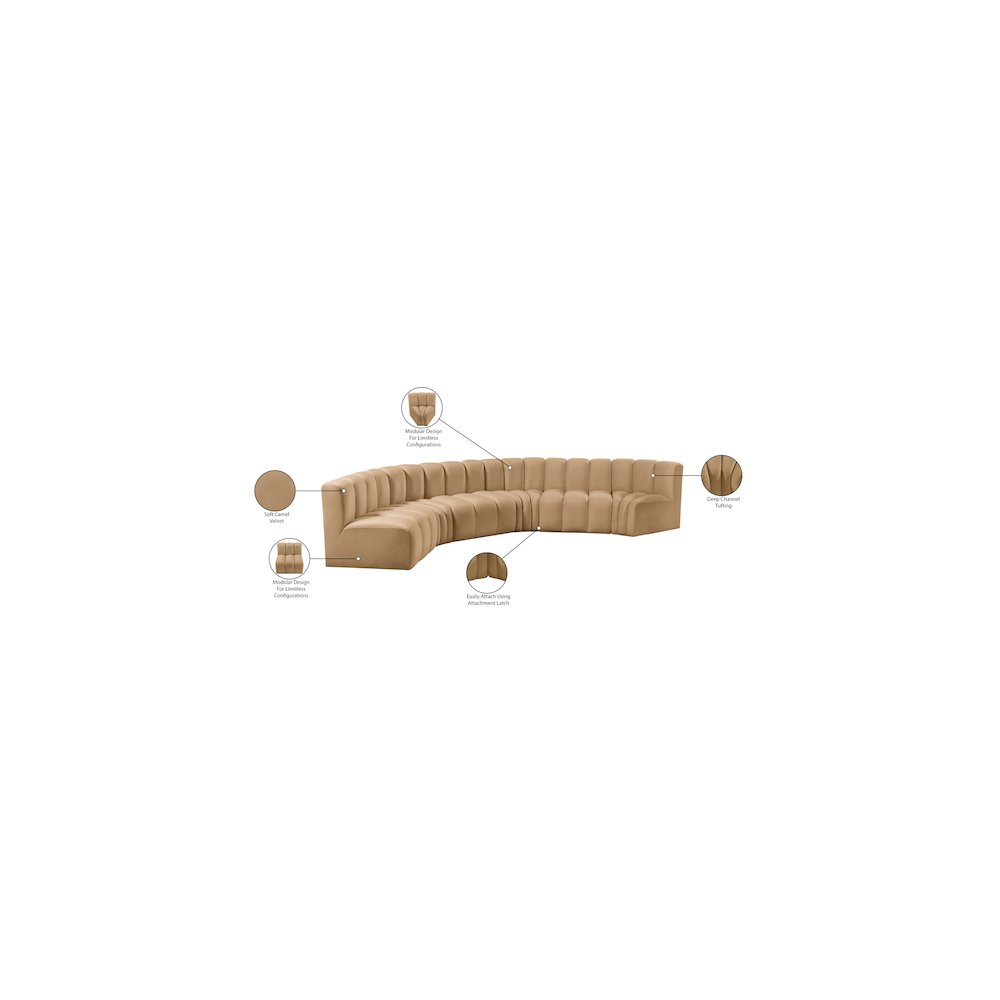 Arc Camel Velvet Modular Sofa