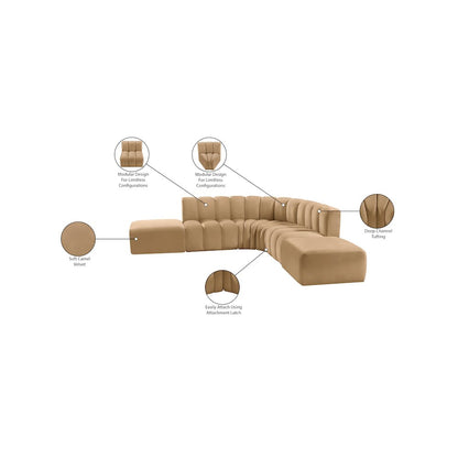 Arc Camel Velvet Modular Sofa