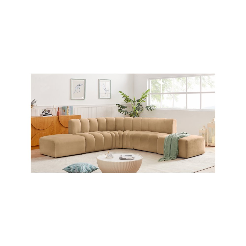 Arc Camel Velvet Modular Sofa