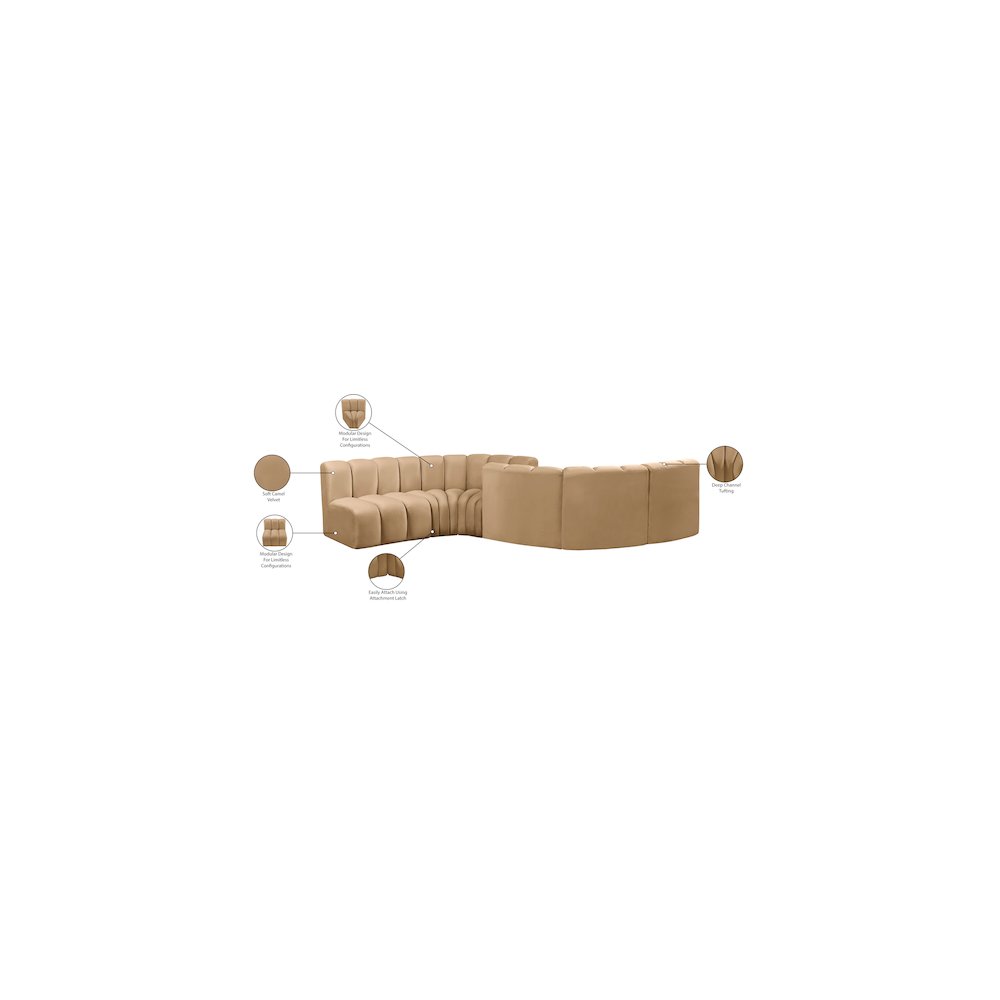 Arc Camel Velvet Modular Sofa
