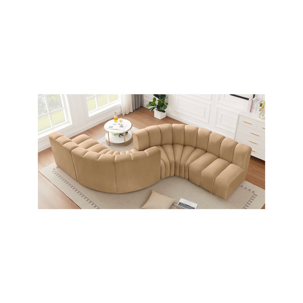 Arc Camel Velvet Modular Sofa