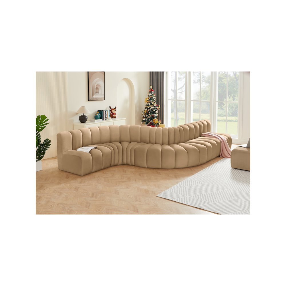 Arc Camel Velvet Modular Sofa
