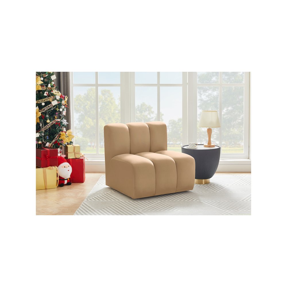 Arc Camel Velvet Straight Chair