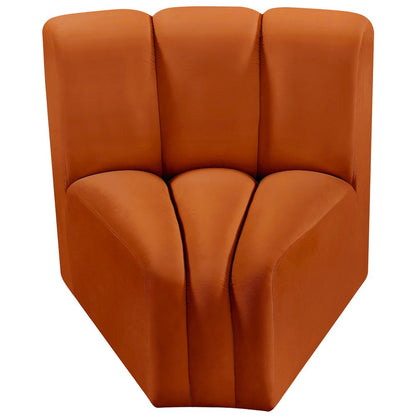 Arc Cognac Velvet Curved Corner