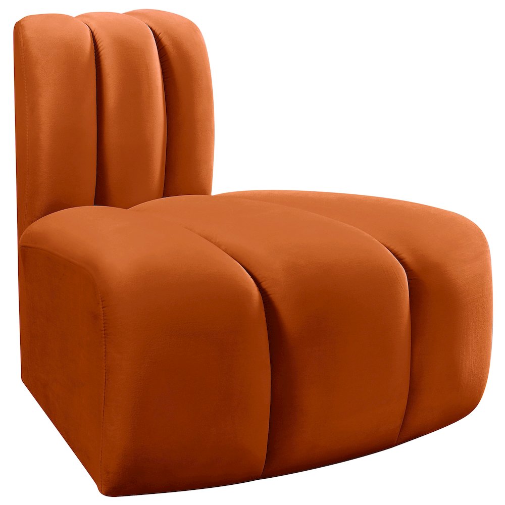 Arc Cognac Velvet Reverse Corner