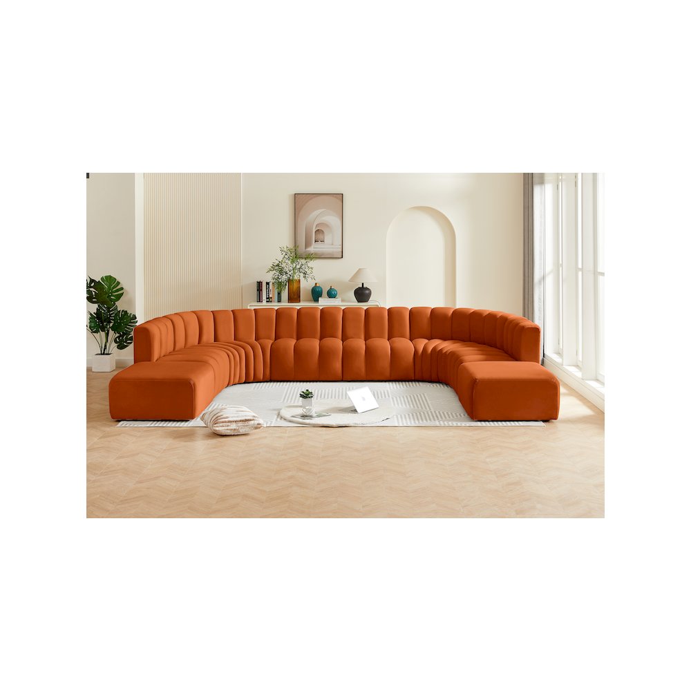 Arc Cognac Velvet Modular Sofa
