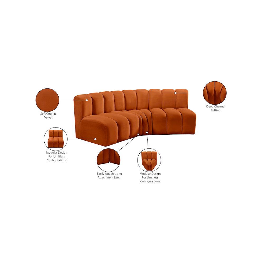Arc Cognac Velvet Modular Sofa